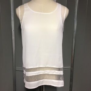 DOUBLE ZERO High Low White Tank Top, Small